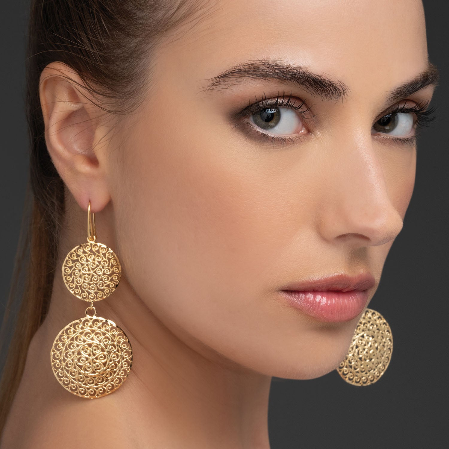 Σκουλαρίκια Artisanal από επιχρυσωμένο ασήμι 925° Εικόνα 2