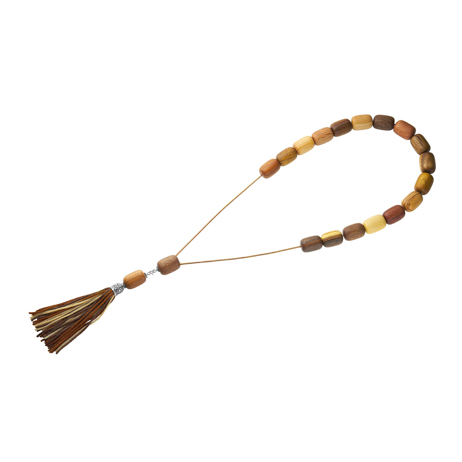 Χειροποίητο κομπολόι από 19 δέντρα της ελληνικής υπαίθρου, με στοιχεία από ασήμι 925° και φούντα από φυσικό μετάξι Εικόνα 3