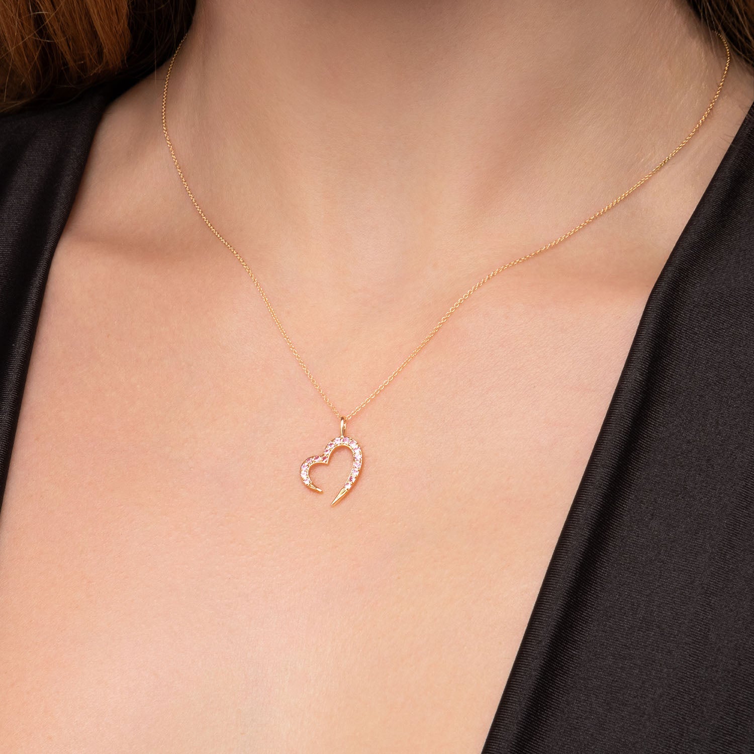 Μενταγιόν LiLaLove από χρυσό 18K και ροζ ζαφείρι Εικόνα 2