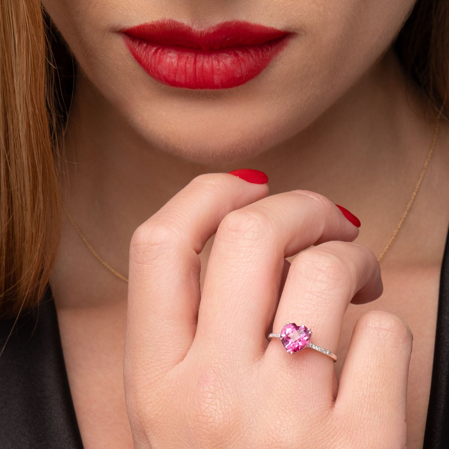 Δαχτυλίδι Secret Garden από λευκό χρυσό 18K με ροζ τοπάζι και διαμάντια μπριγιάν Εικόνα 2