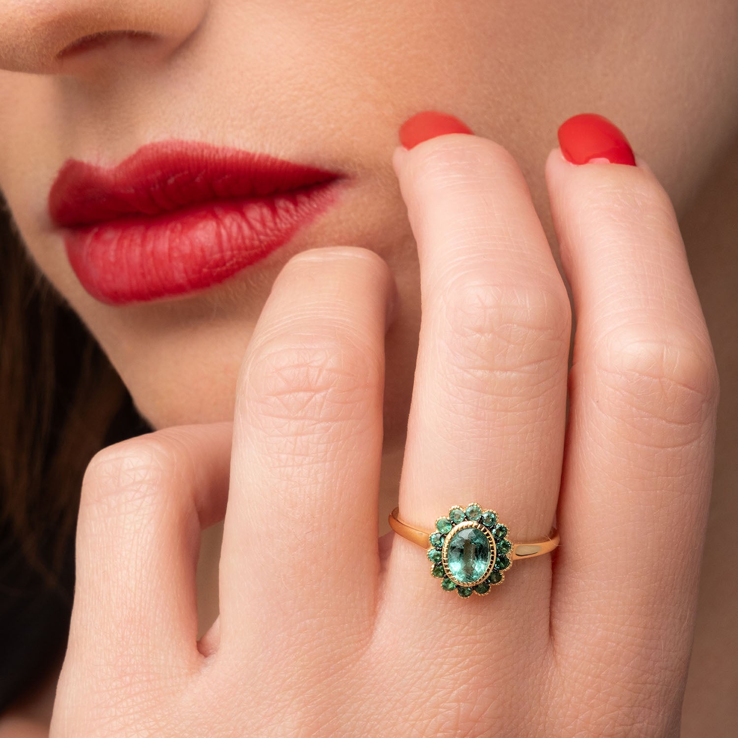 Δαχτυλίδι Secret Garden από χρυσό 18K με σμαράγδι Εικόνα 2