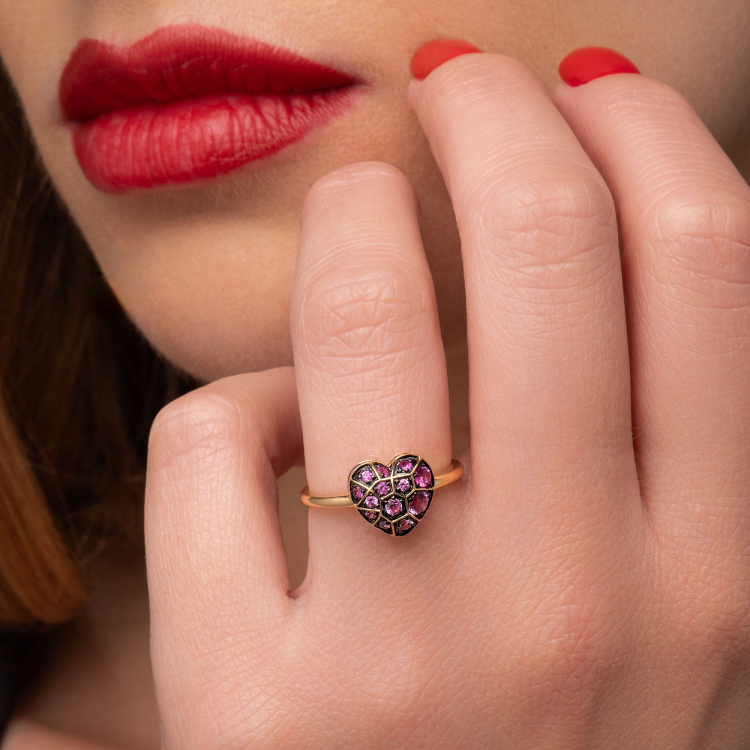 Δαχτυλίδι Secret Garden από χρυσό 18K και ροζ ζαφείρι Εικόνα 2