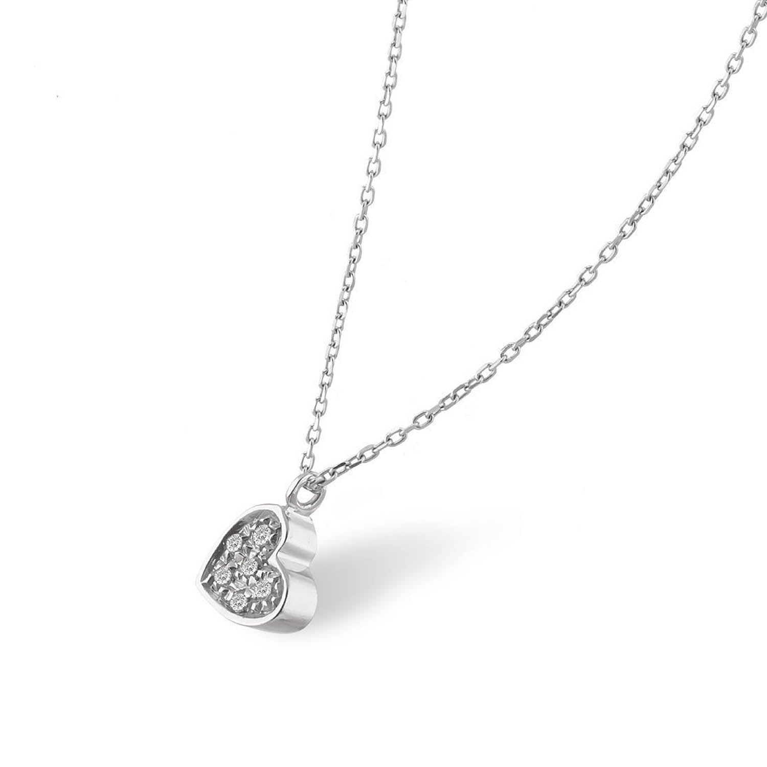 Κολιέ LiLaLove Καρδιά από λευκό χρυσό 18Κ με διαμάντια μπριγιάν Εικόνα 2