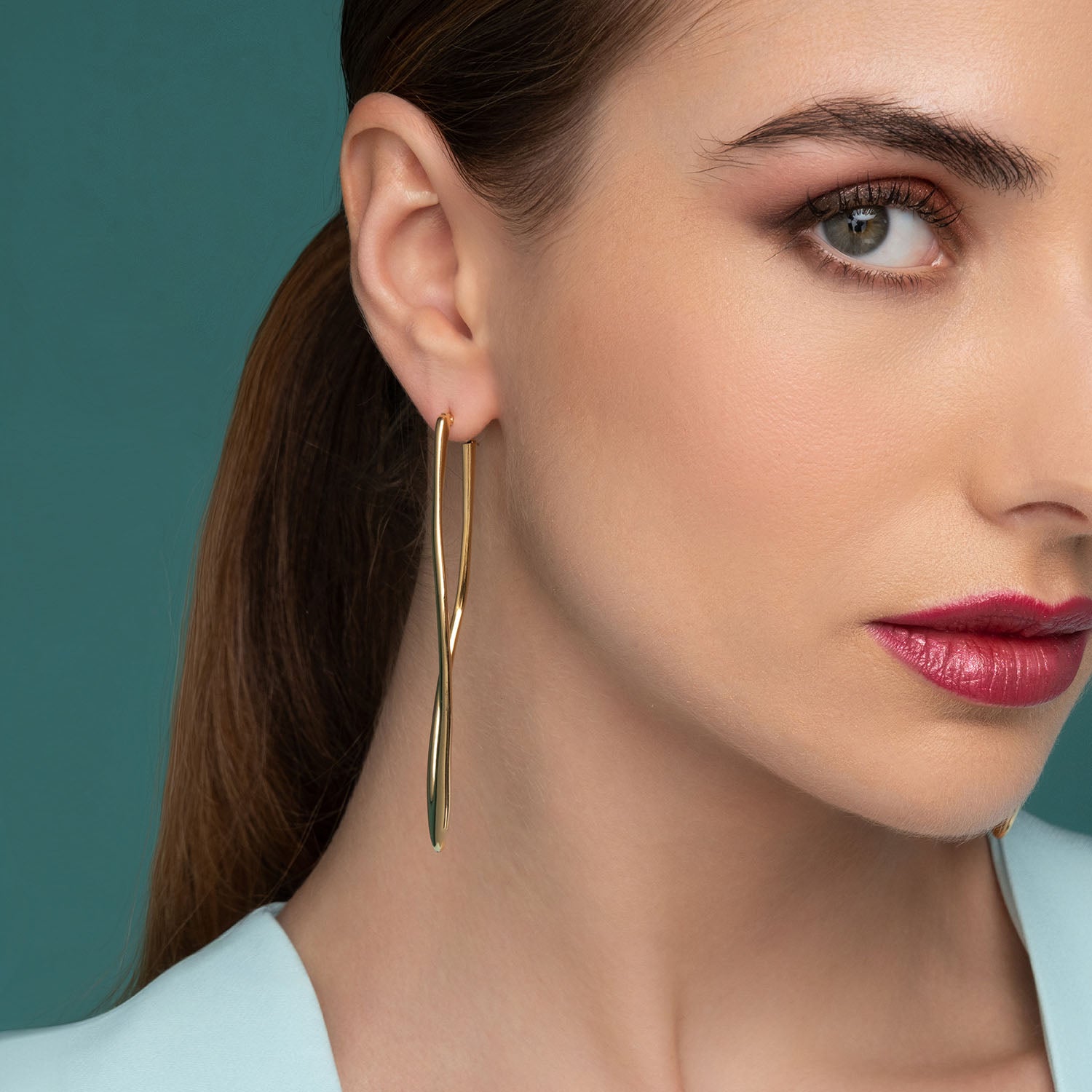 Σκουλαρίκια κρίκοι Reflections από επιχρυσωμένο ασήμι 925° Εικόνα 2