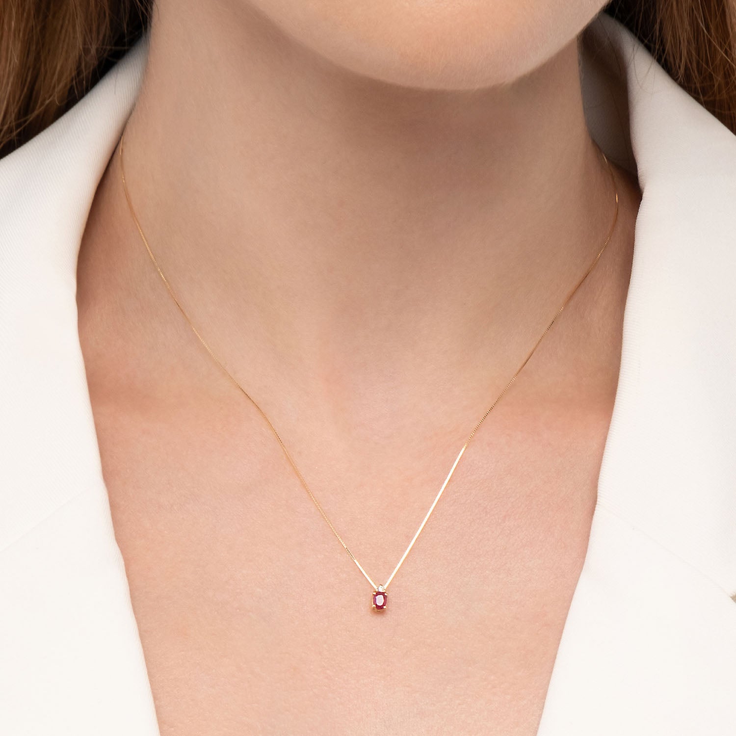 Κολιέ Gems από χρυσό 18K με ρουμπίνι και διαμάντι μπριγιάν Εικόνα 2