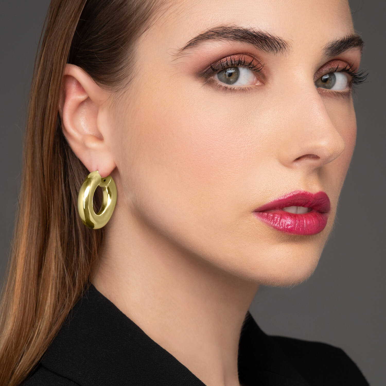 Σκουλαρίκια κρίκοι Reflections από επιχρυσωμένο ασήμι 925° Εικόνα 2