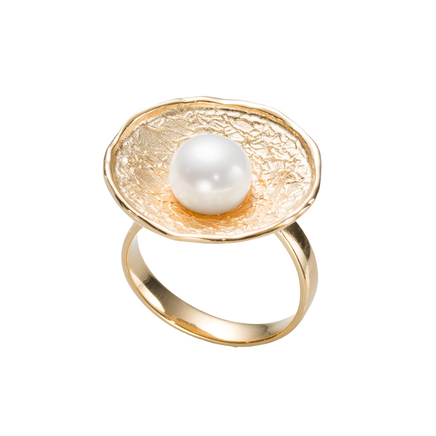 Δαχτυλίδι Terra από επιχρυσωμένο ασήμι 925° με freshwater pearl Εικόνα 1