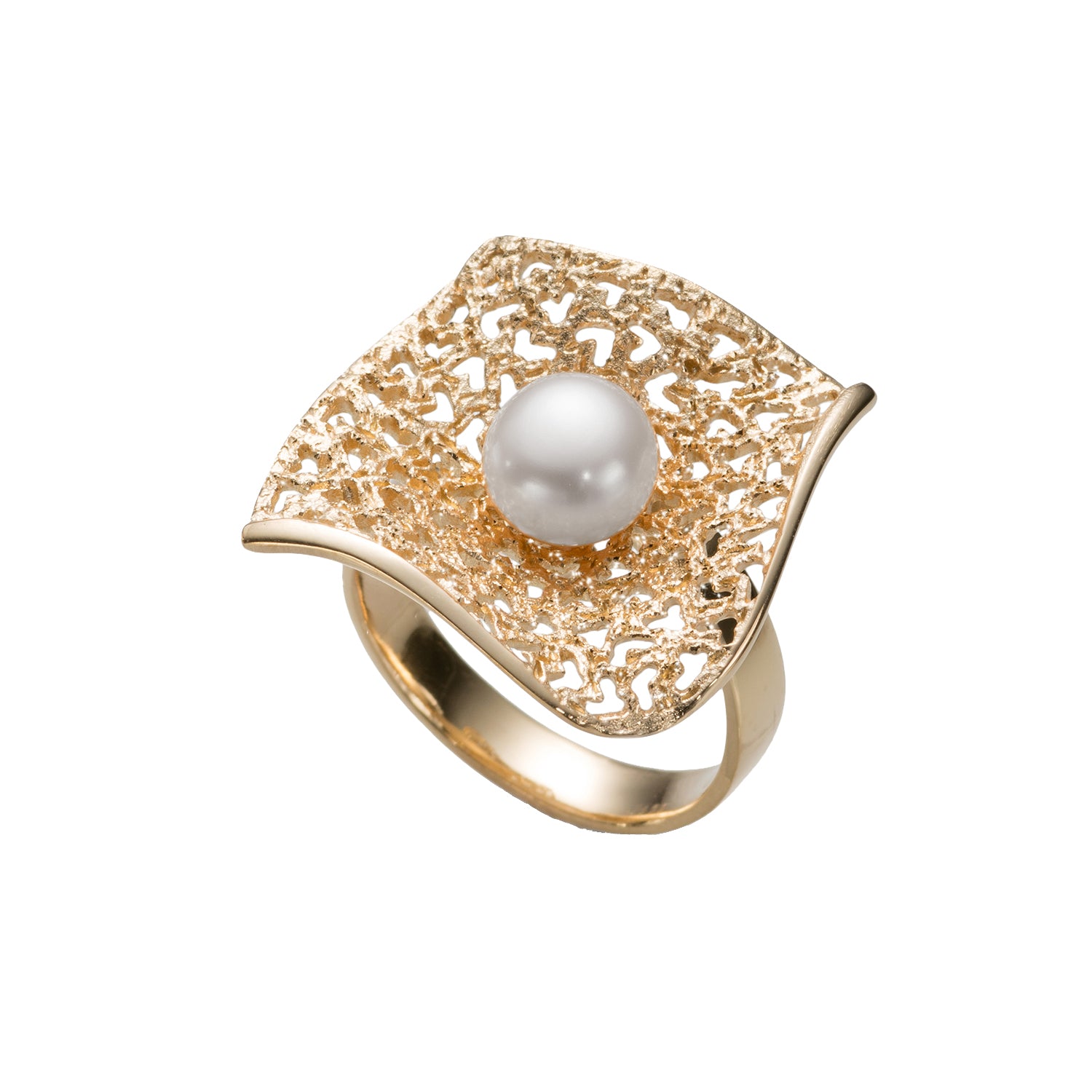 Δαχτυλίδι Terra από επιχρυσωμένο ασήμι 925° με freshwater pearl Εικόνα 1