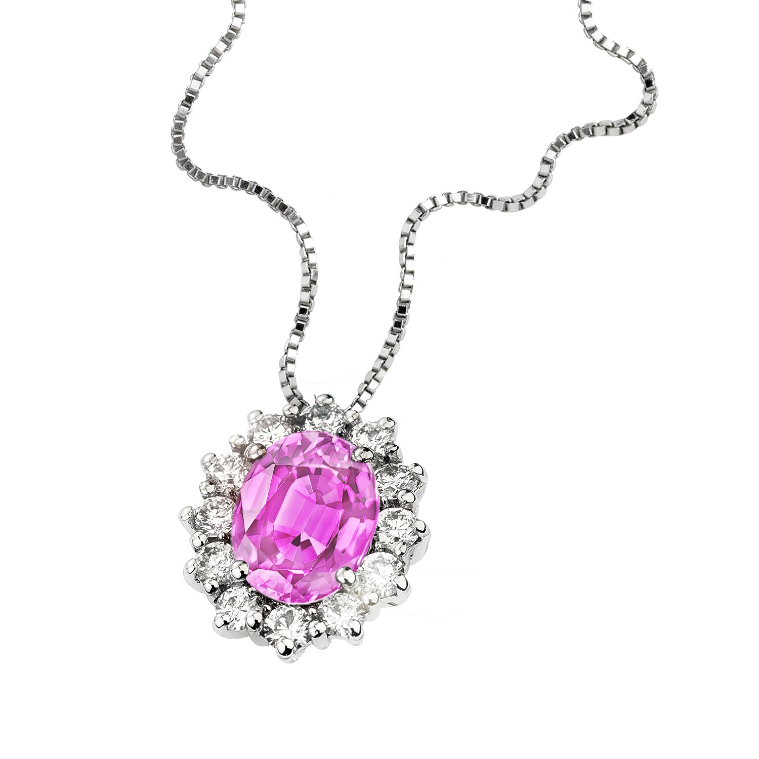 Κολιέ Gems από λευκό χρυσό 18K με ζαφείρι και διαμάντια μπριγιάν Εικόνα 1