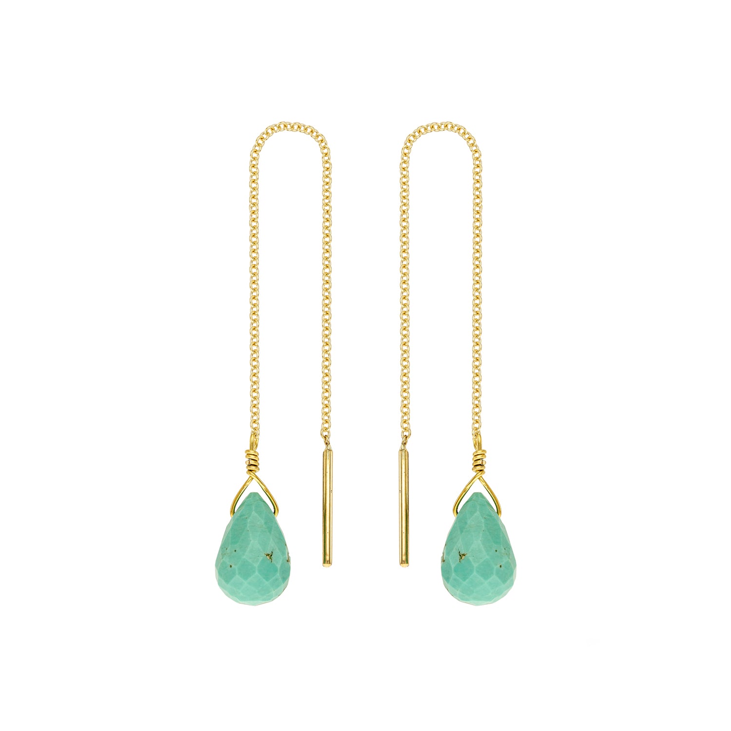 Σκουλαρίκια Mini Drops από χρυσό 18Κ με τυρκουάζ Εικόνα 1