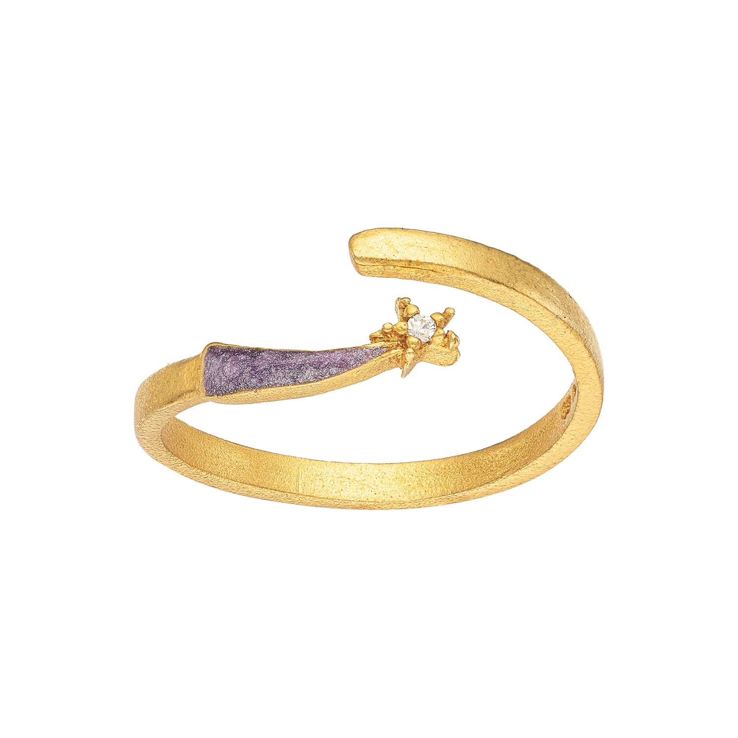 Παιδικό δαχτυλίδι Αστεράκι από επιχρυσωμένο ασήμι 925° με λιλά σμάλτο και ζιργκόν Εικόνα 1