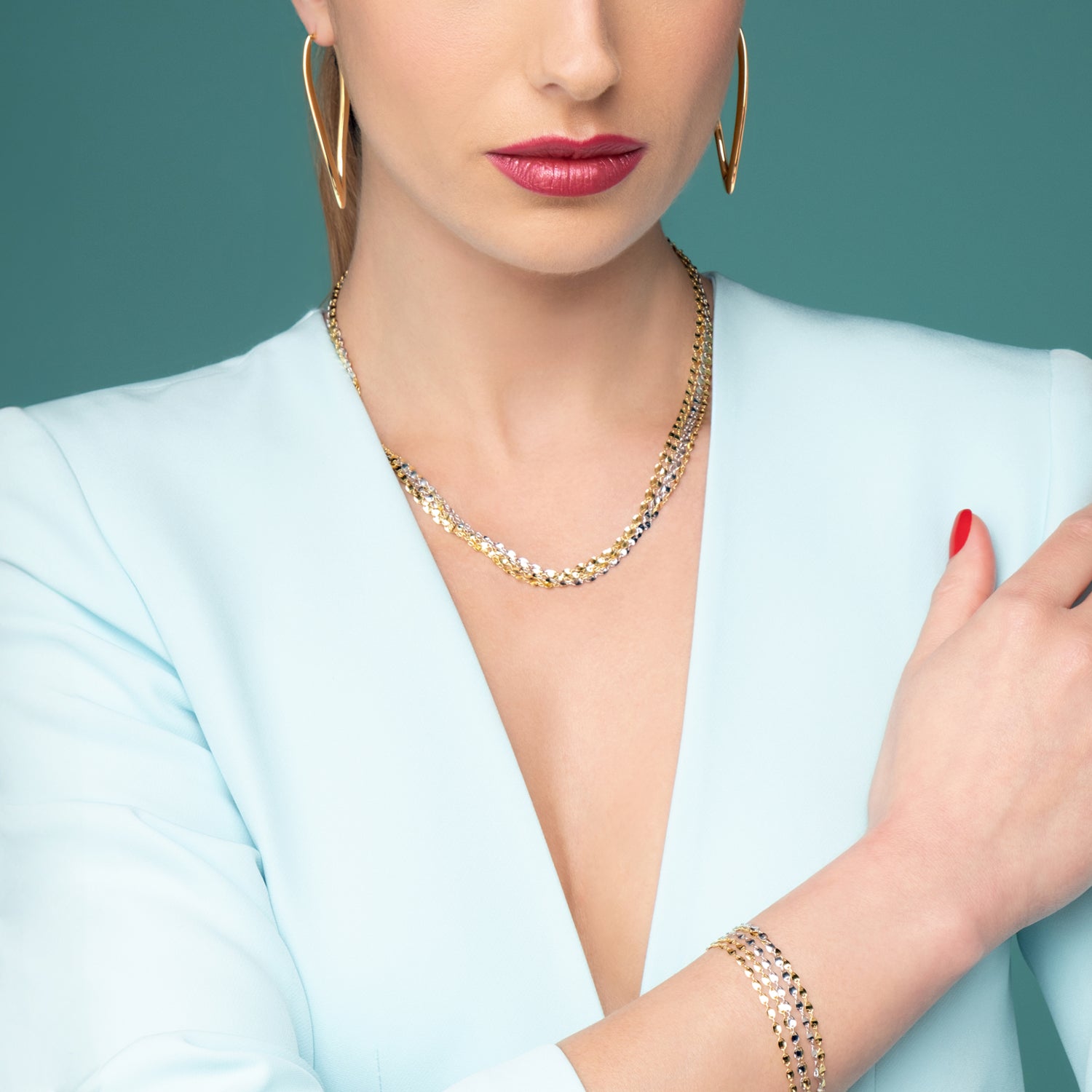 Βραχιόλι Skin από επιχρυσωμένο και επιροδιωμένο ασήμι 925° Εικόνα 2