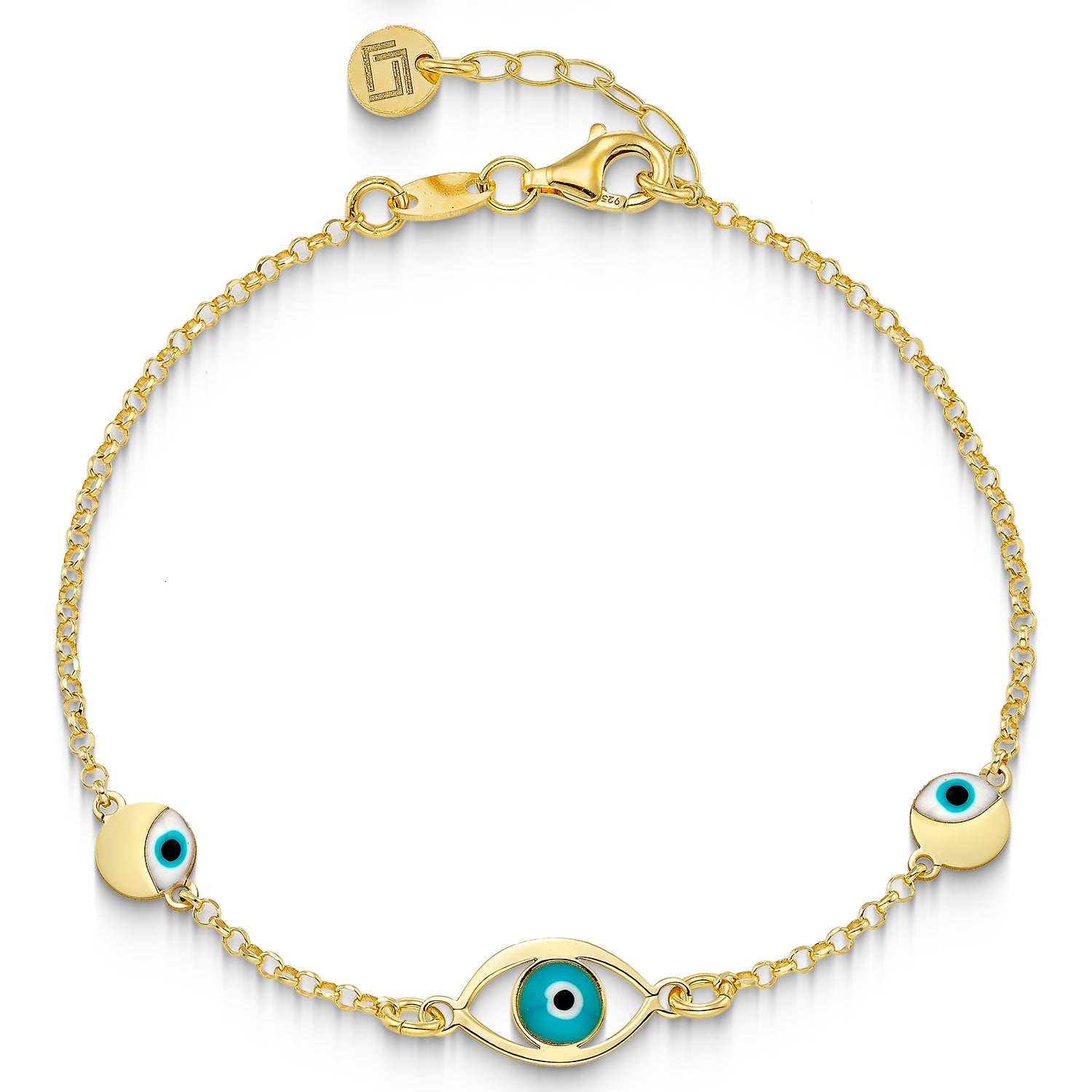 Βραχιόλι i από επιχρυσωμένο ασήμι 925° με γαλάζιο και μαύρο σμάλτο. Εικόνα 1