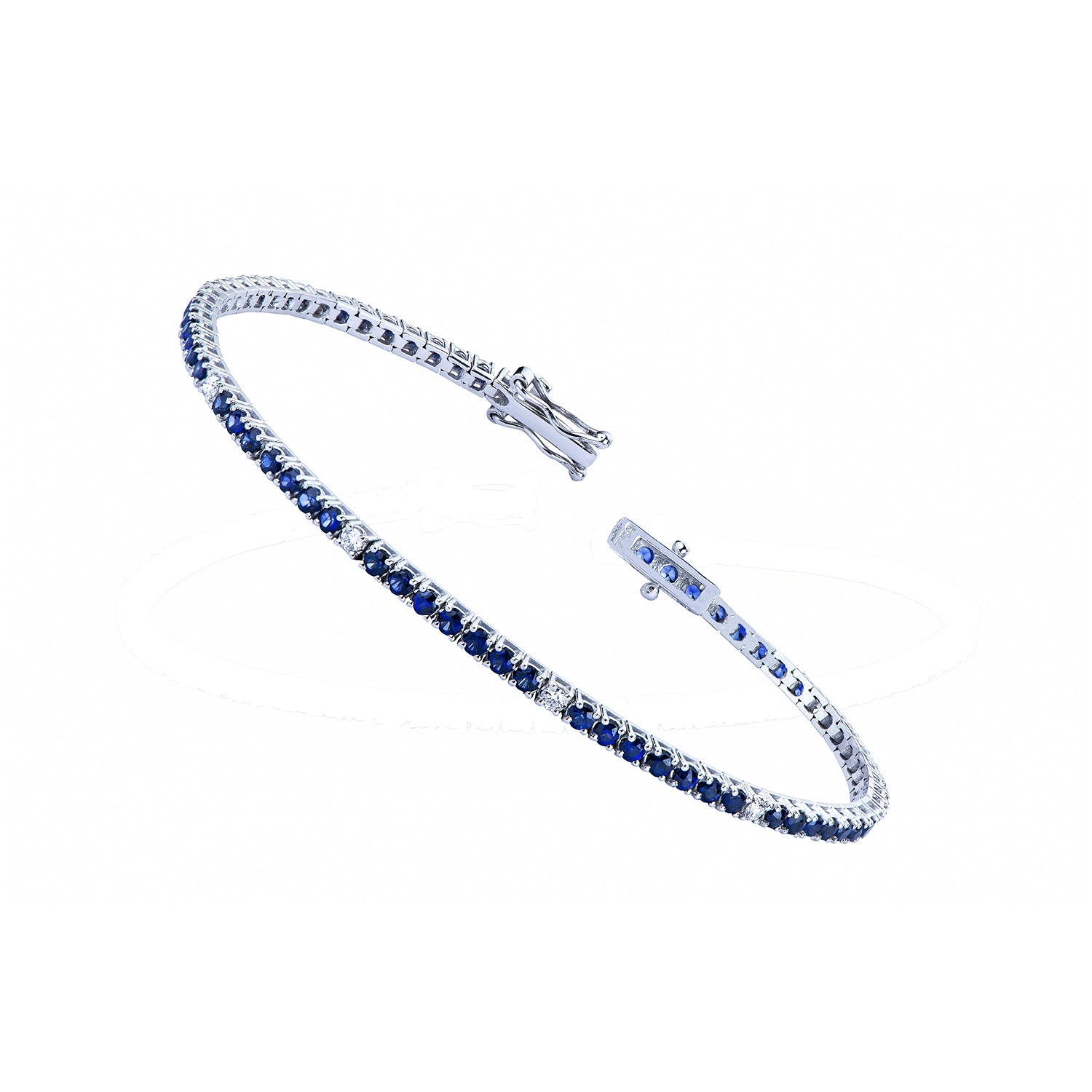 Βραχιόλι Gems από λευκό χρυσό 18Κ με μπλε ζαφείρια και διαμάντια μπριγιάν. Εικόνα 1
