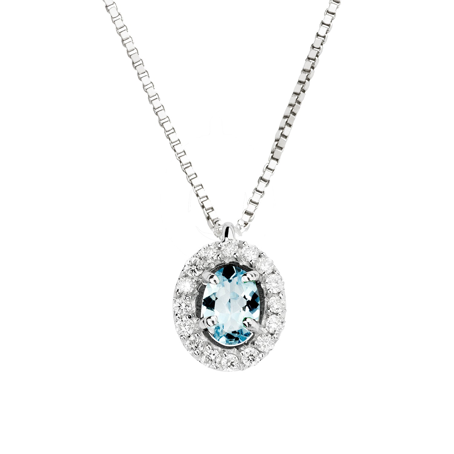 Κολιέ Gems από λευκό χρυσό 18K με ακουαμαρίνα και διαμάντια μπριγιάν Εικόνα 1