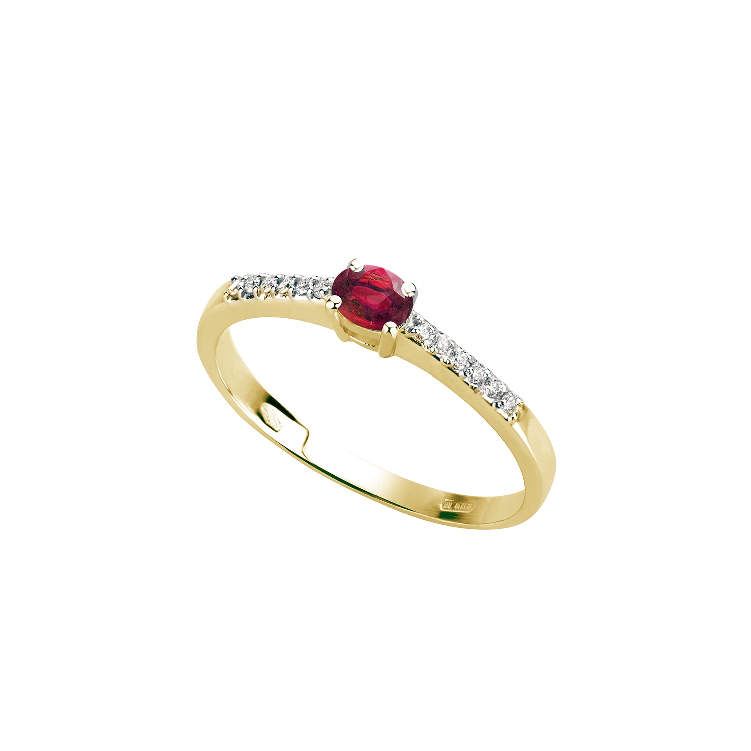 Δαχτυλίδι Gems από χρυσό 18K με ρουμπίνι και διαμάντια μπριγιάν. Εικόνα 1