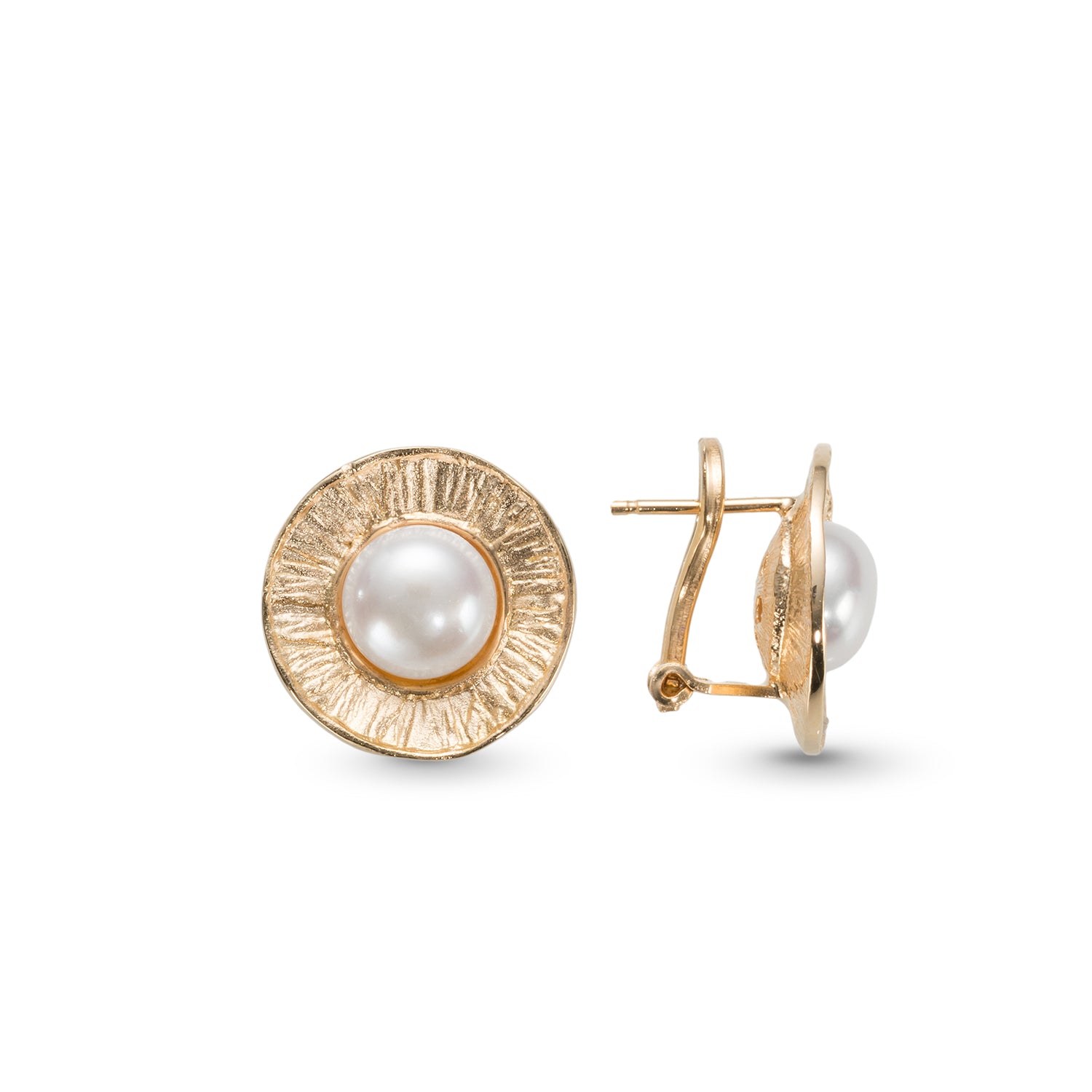 Σκουλαρίκια Terra από επιχρυσωμένο ασήμι 925° με freshwater pearl Εικόνα 2