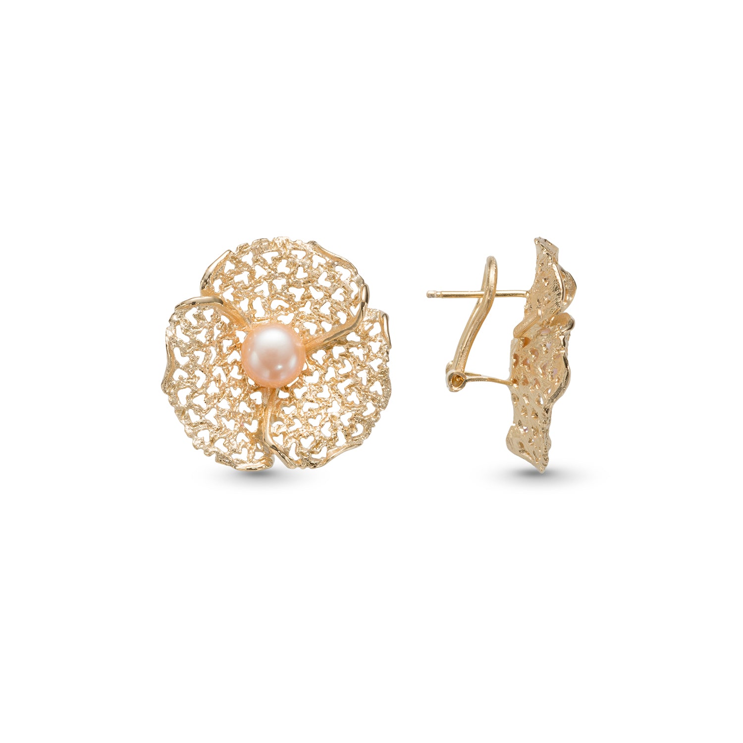 Σκουλαρίκια Terra από επιχρυσωμένο ασήμι 925° με freshwater pearl Εικόνα 2