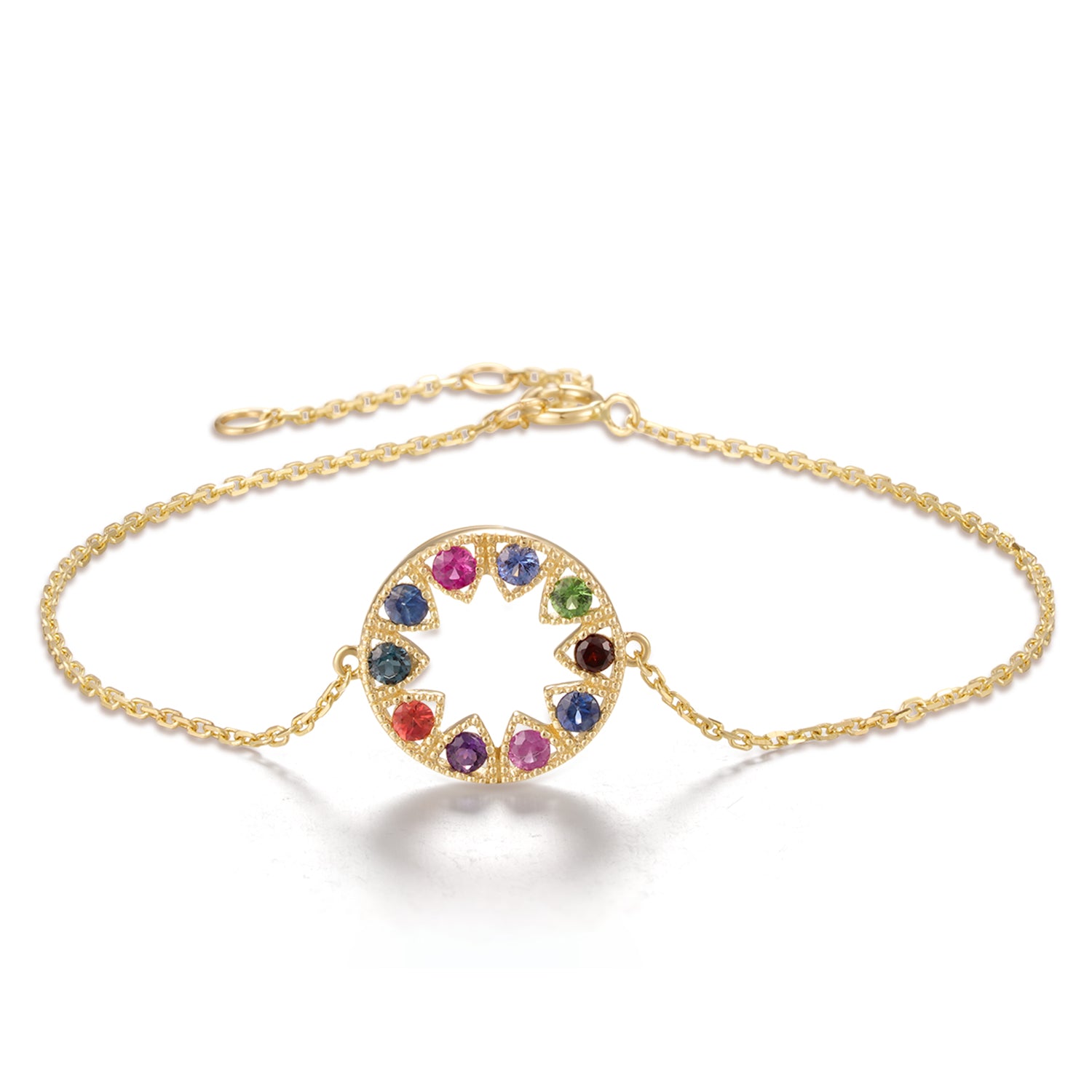 Βραχιόλι Secret Garden από χρυσό 14K με πολύχρωμες πολύτιμες πέτρες Εικόνα 1