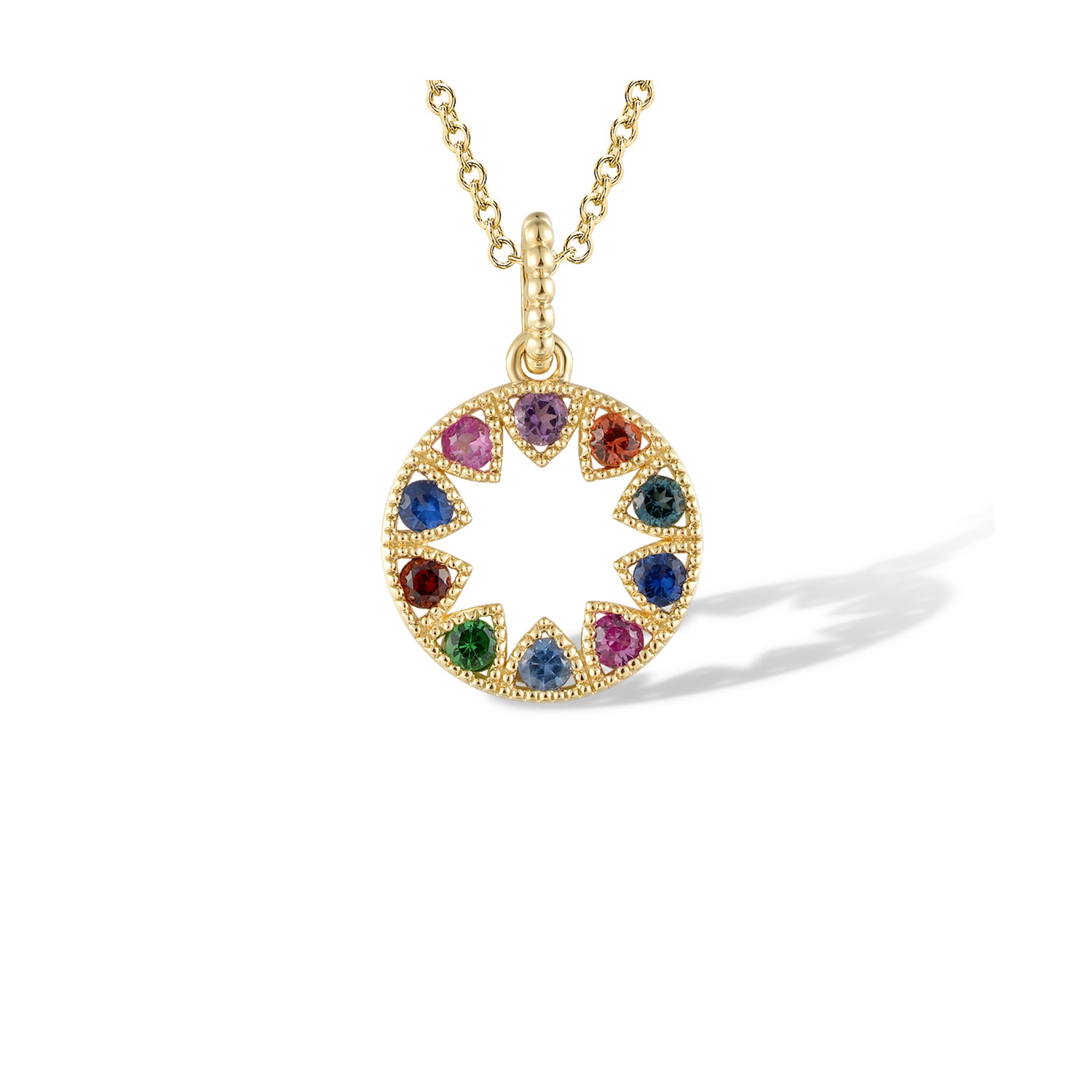 Μενταγιόν Secret Garden από χρυσό 14K με πολύχρωμες πολύτιμες πέτρες Εικόνα 1