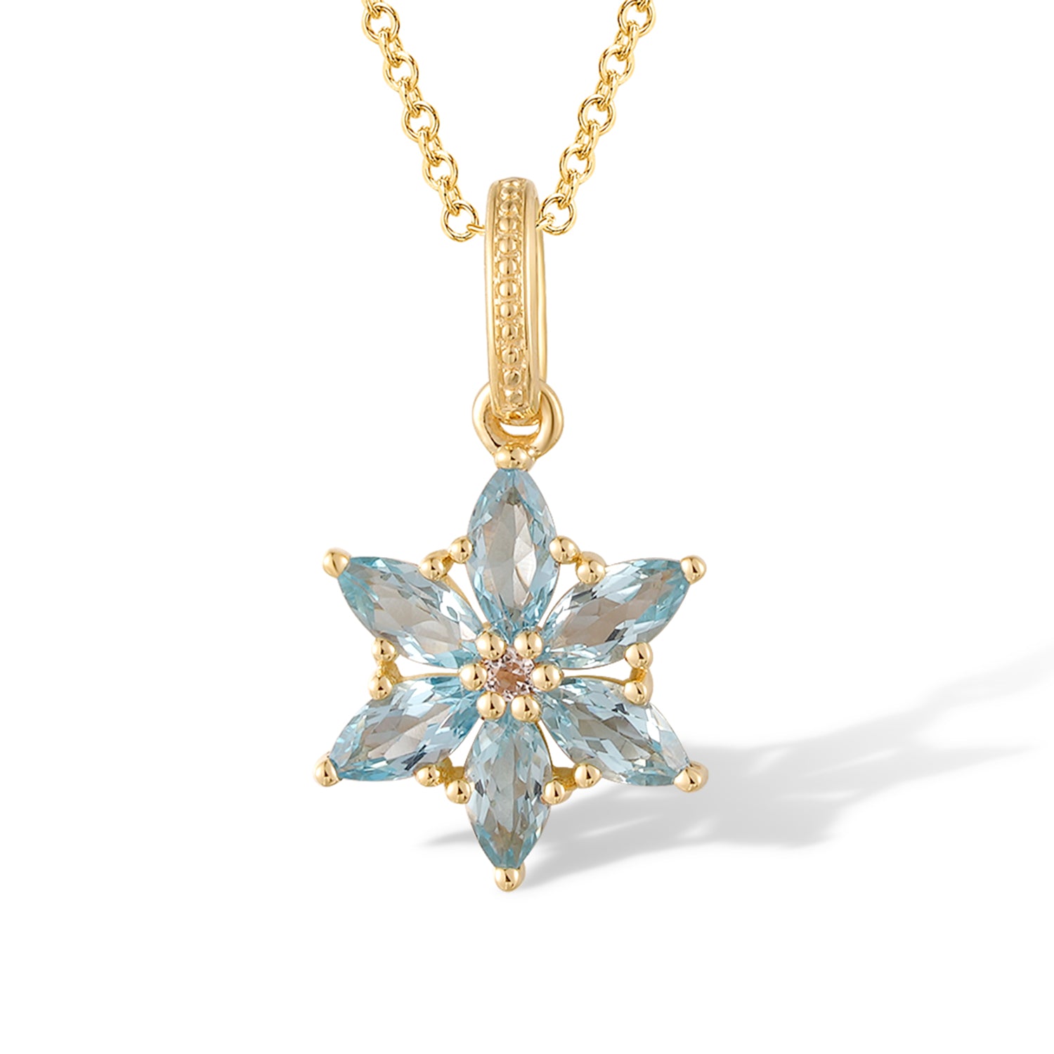 Μενταγιόν Secret Garden από χρυσό 14K με λευκό και swiss blue topaz Εικόνα 1