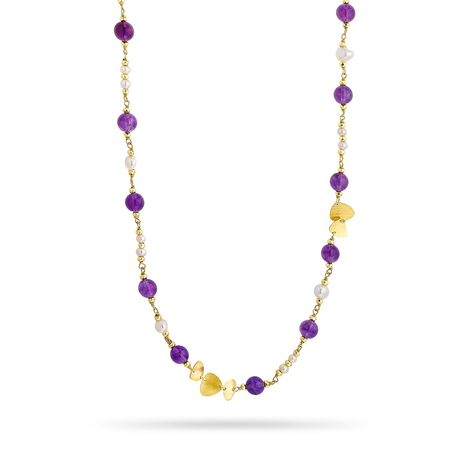 Κολιέ Amalfi από επιχρυσωμένο ασήμι 925° με αμέθυστο και freshwater pearls Εικόνα 1