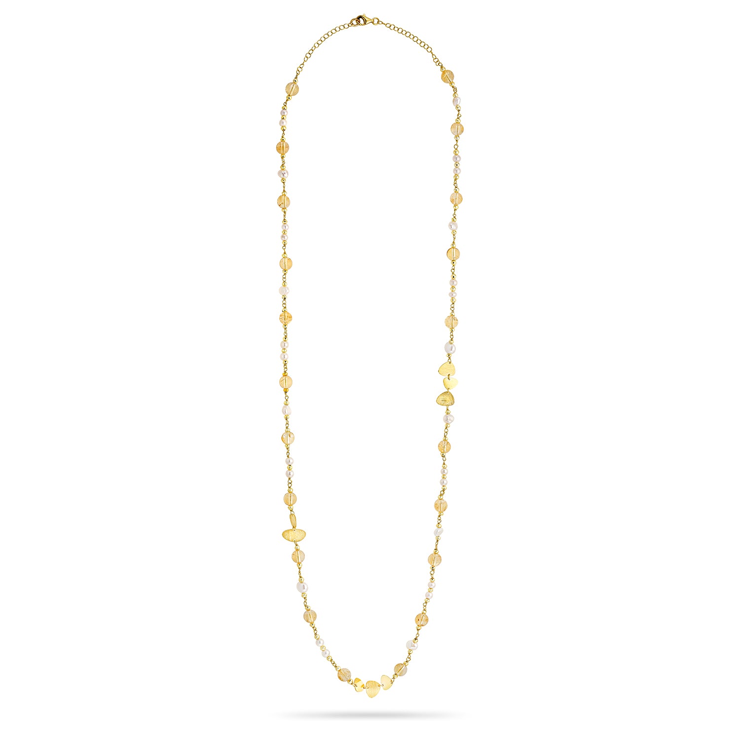 Κολιέ Amalfi από επιχρυσωμένο ασήμι 925° με σιτρίν και freshwater pearls Εικόνα 2