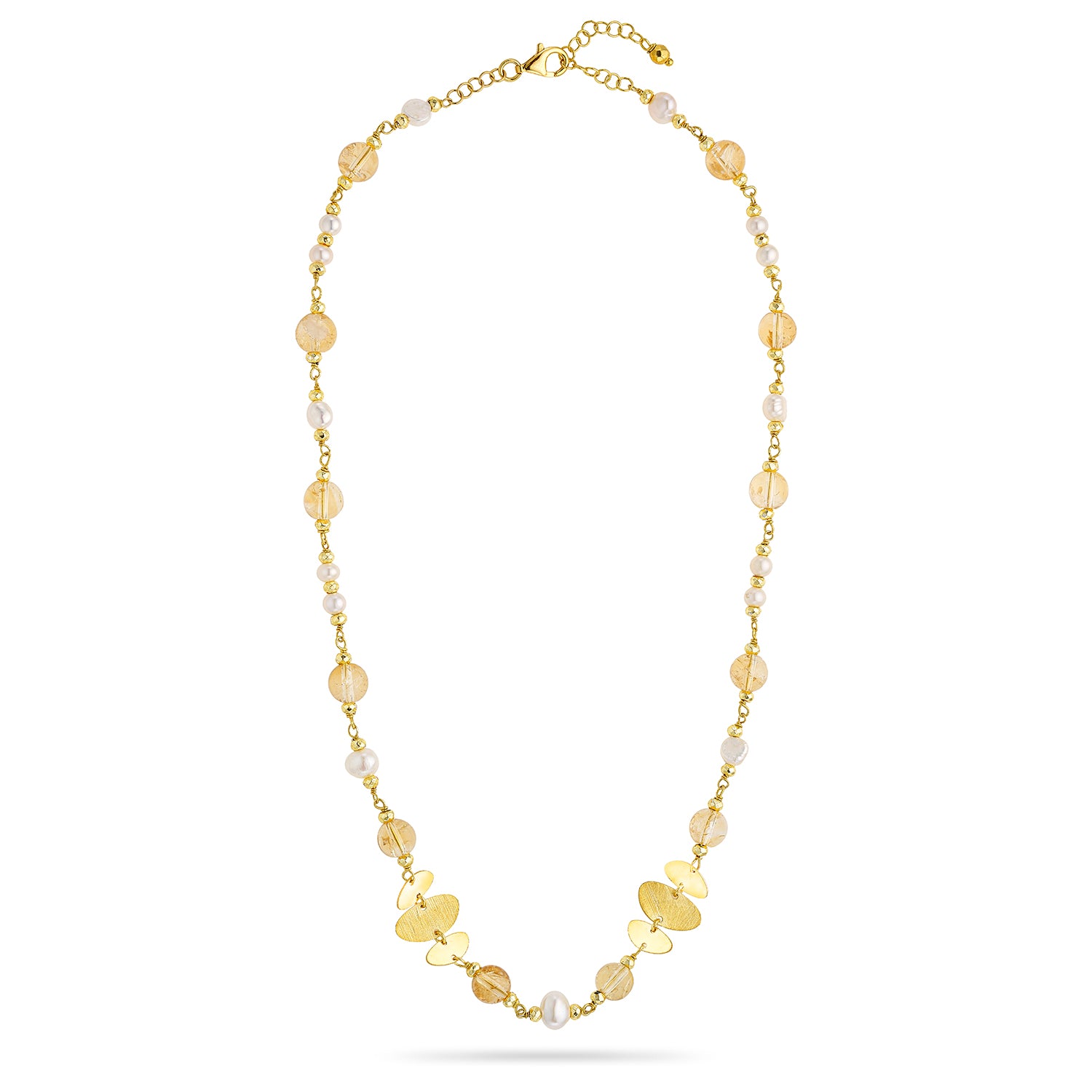 Κολιέ Amalfi από επιχρυσωμένο ασήμι 925° με σιτρίν και freshwater pearls Εικόνα 2