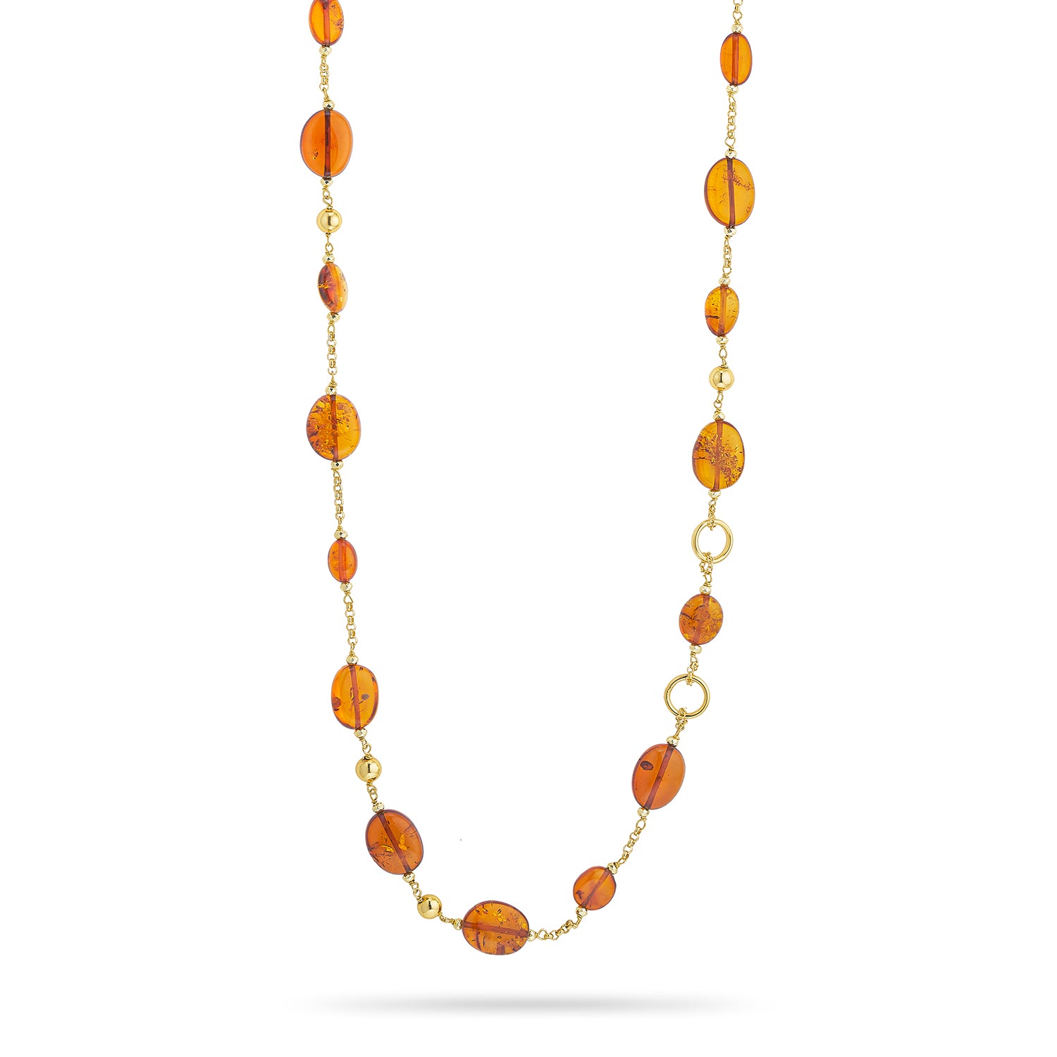 Κολιέ Amalfi από επιχρυσωμένο ασήμι 925° με κεχριμπάρι Εικόνα 1