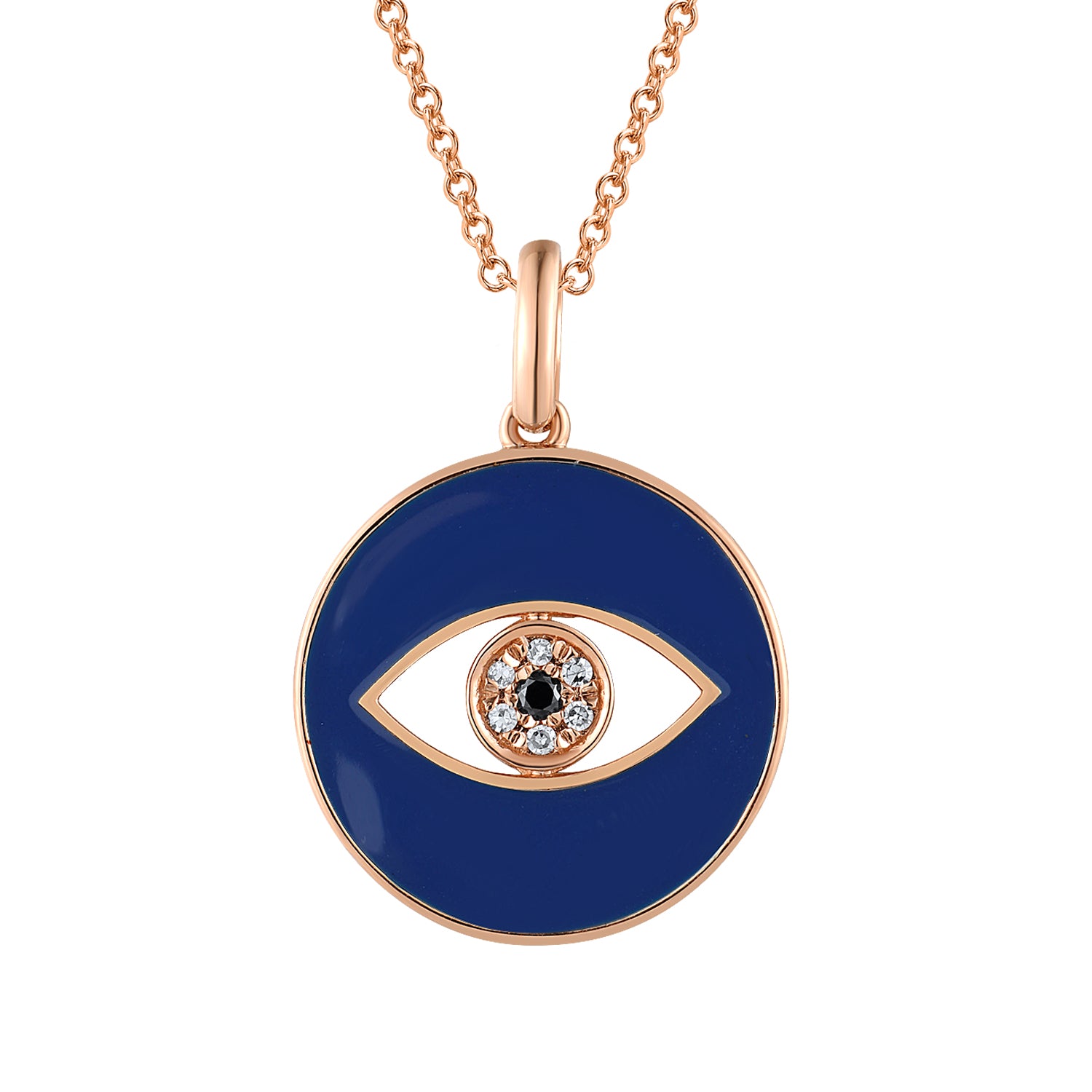 Ματάκι i Collection από χρυσό 18K με μαύρο διαμάντι, διαμάντια μπριγιάν και μπλε σμάλτο Εικόνα 1