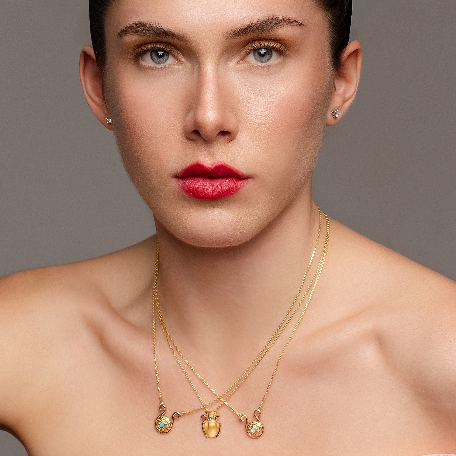 Κολιέ Solar από επιχρυσωμένο ασήμι 925° με φίλντισι Εικόνα 2