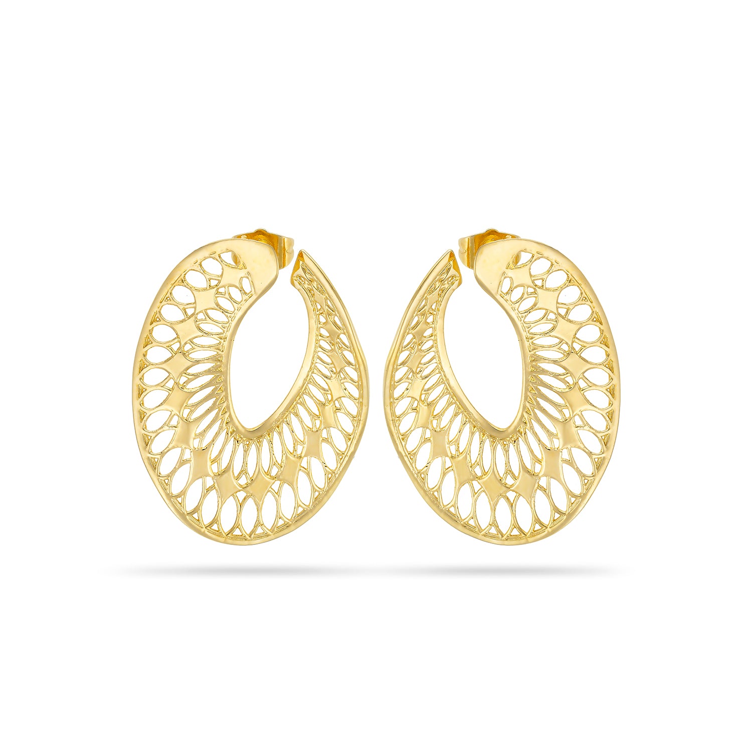 Σκουλαρίκια κρίκοι Artisanal από επιχρυσωμένο ασήμι 925° Εικόνα 1