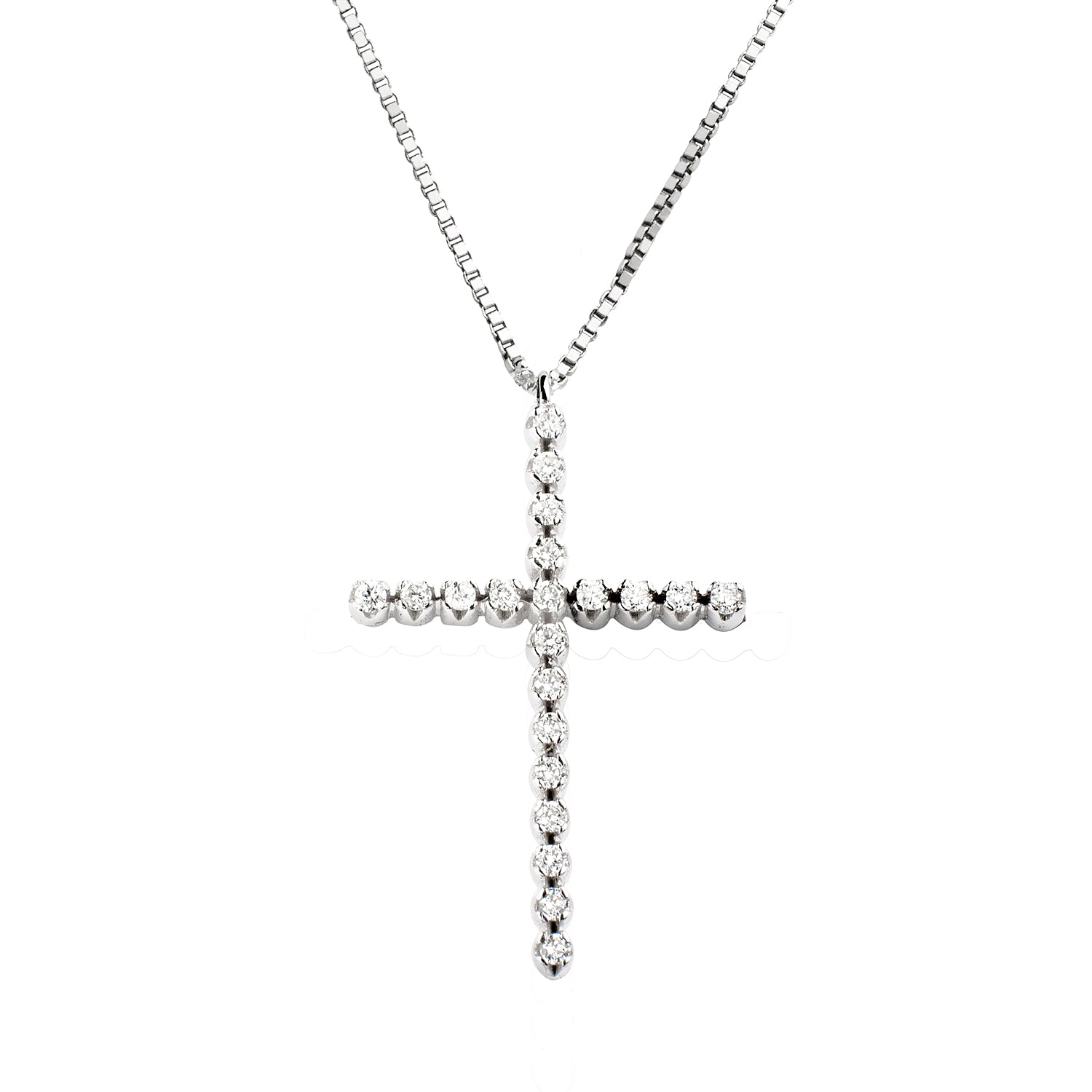 Σταυρός από λευκό χρυσό 18K με διαμάντια μπριγιάν Εικόνα 1