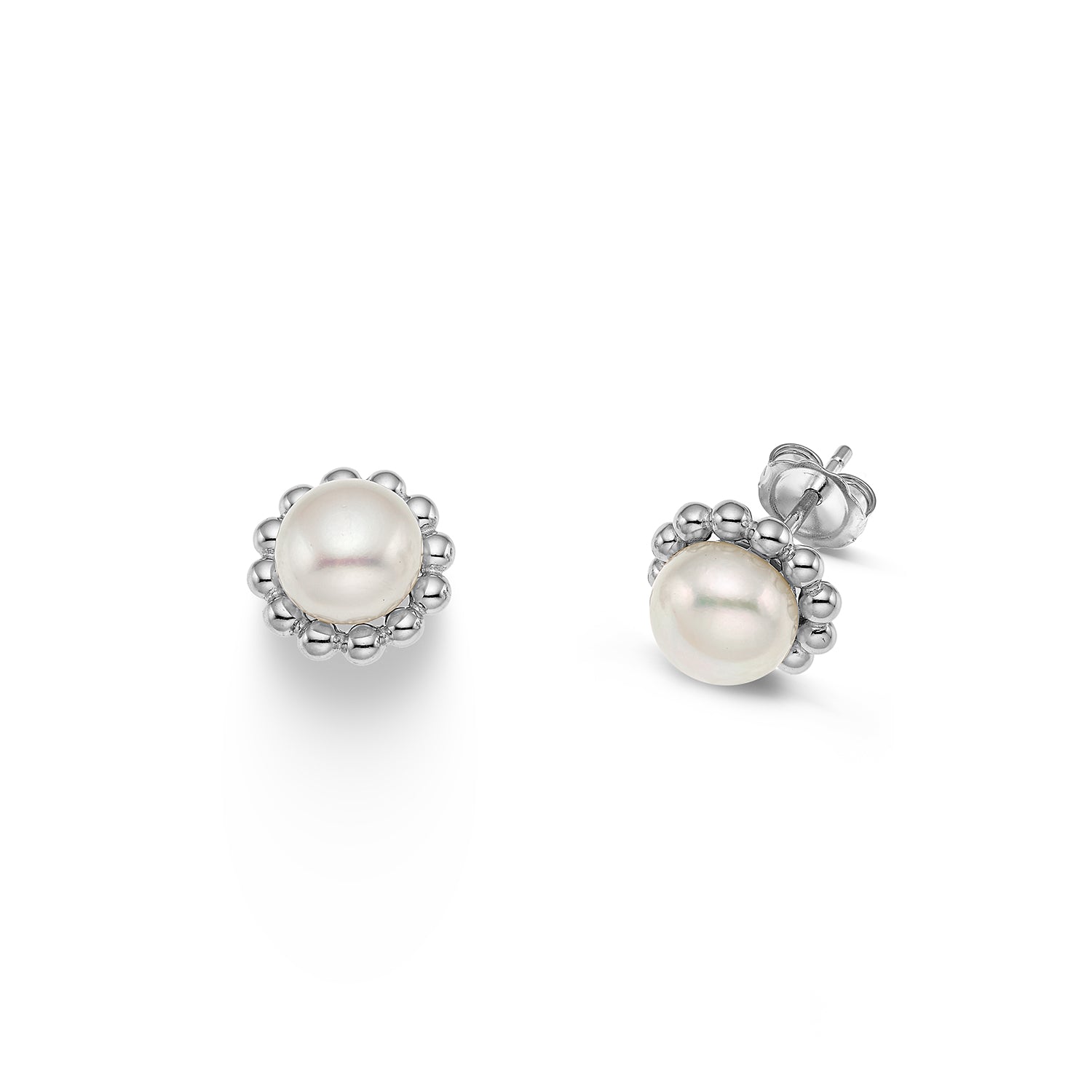 Σκουλαρίκια Pearls από επιροδιωμένο ασήμι 925° με freshwater pearls Εικόνα 1