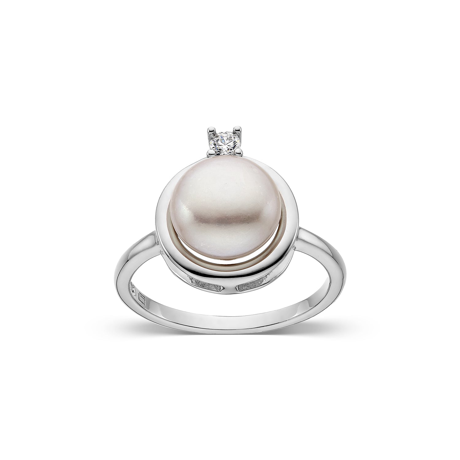 Δαχτυλίδι Pearls από επιροδιωμένο ασήμι 925° με freshwater pearl και ζιργκόν Εικόνα 1