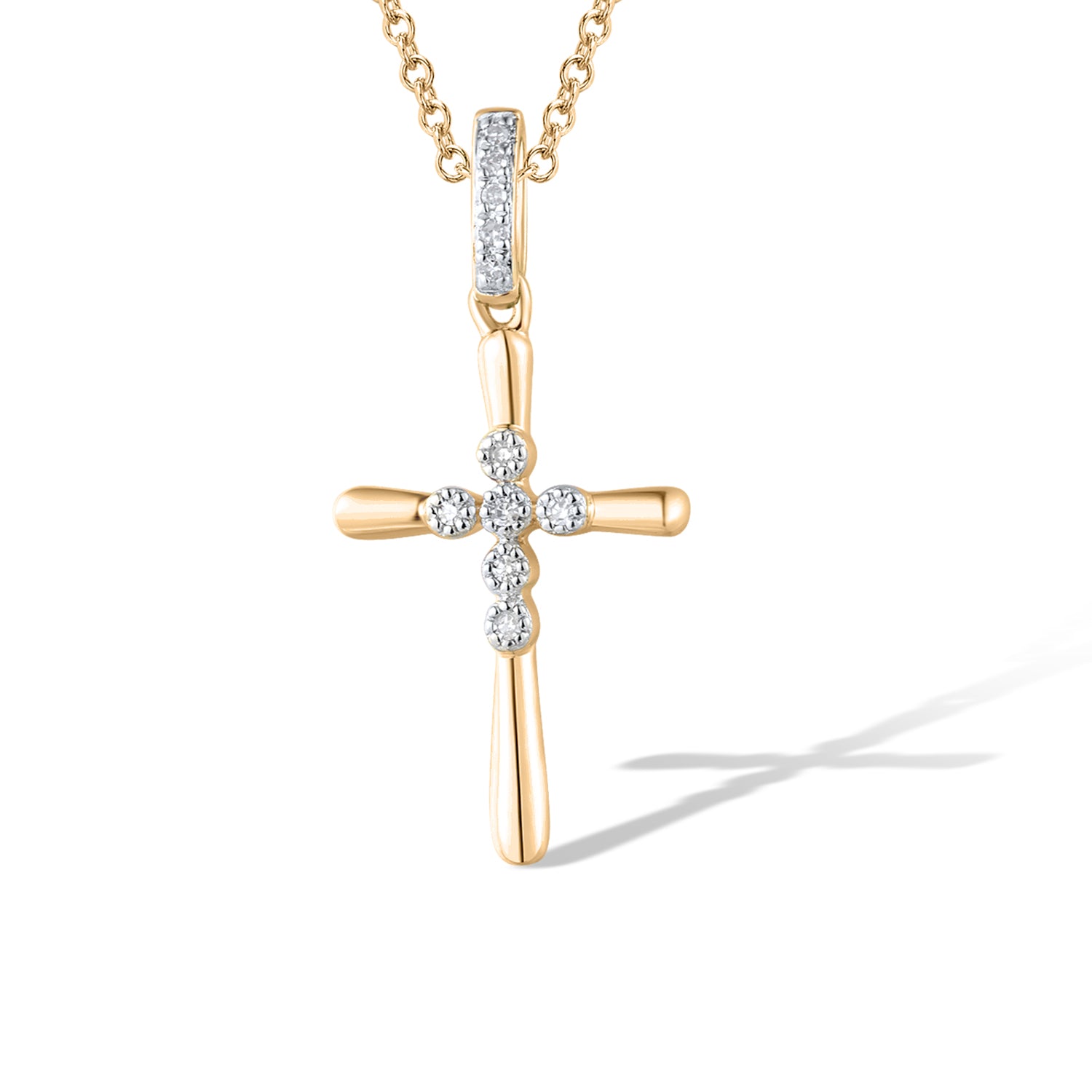 Μενταγιόν Σταυρός από χρυσό 14K με διαμάντια Εικόνα 1