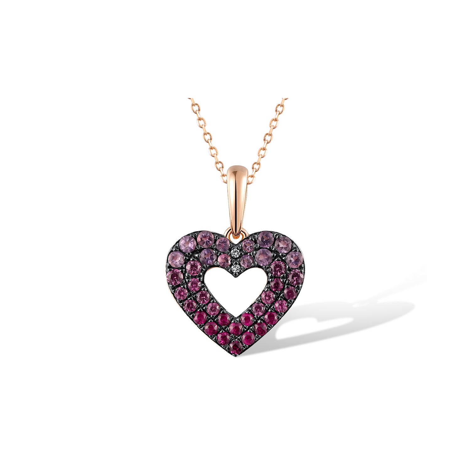 Μενταγιόν Secret Garden από χρυσό 18K με αμέθυστο, ροζ ζαφείρι και ρουμπίνι. Εικόνα 1