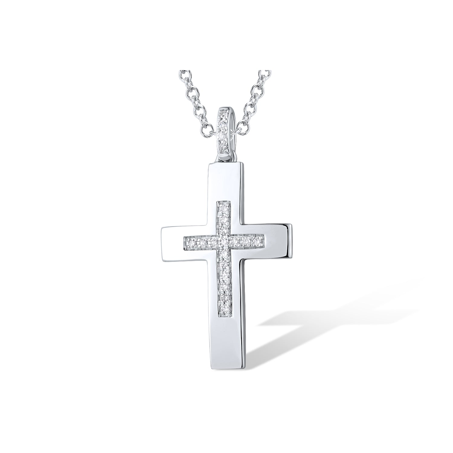 Σταυρός από λευκό χρυσό 18K με διαμάντια μπριγιάν Εικόνα 1