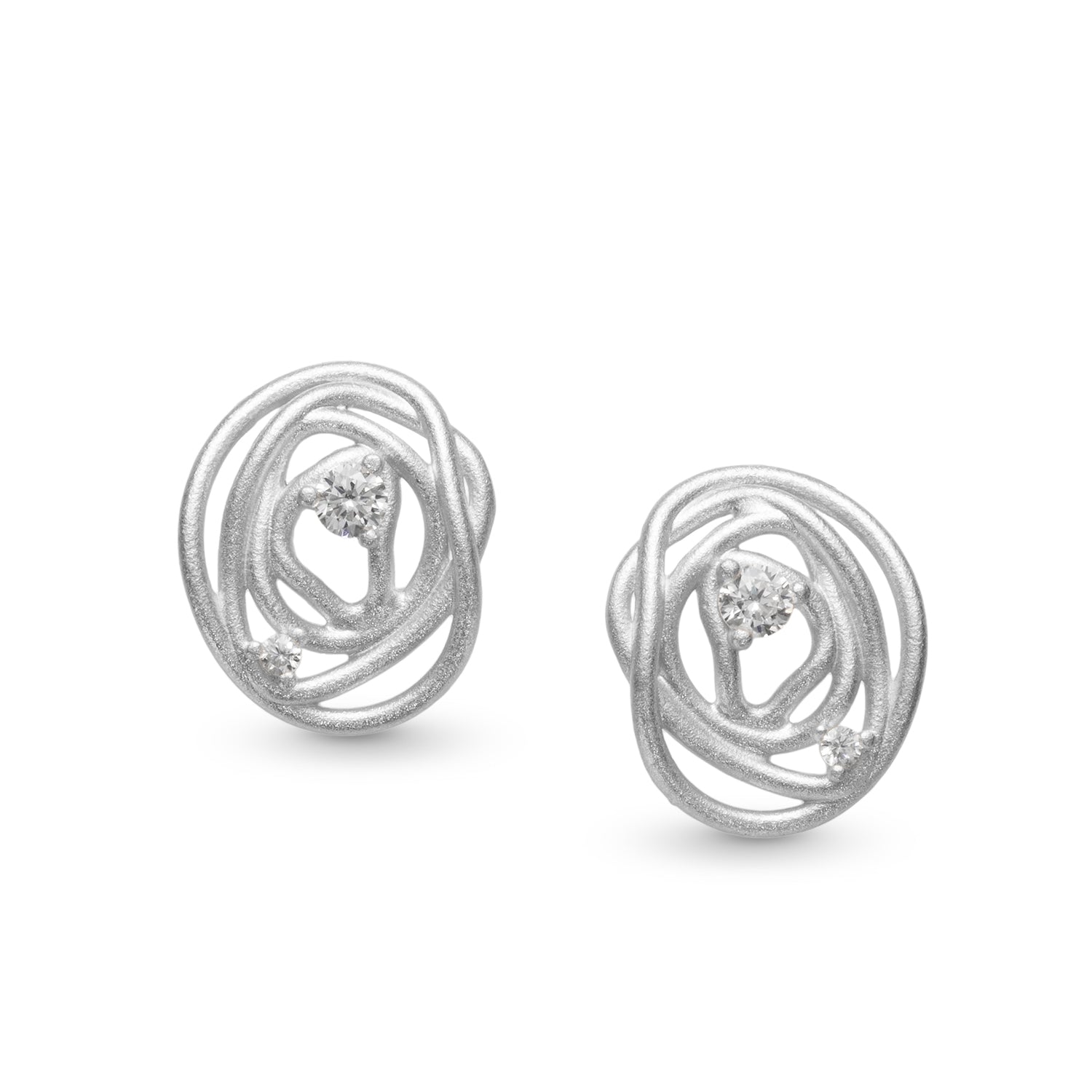 Σκουλαρίκια Terra από επιροδιωμένο ασήμι 925° με ζιργκόν Εικόνα 1