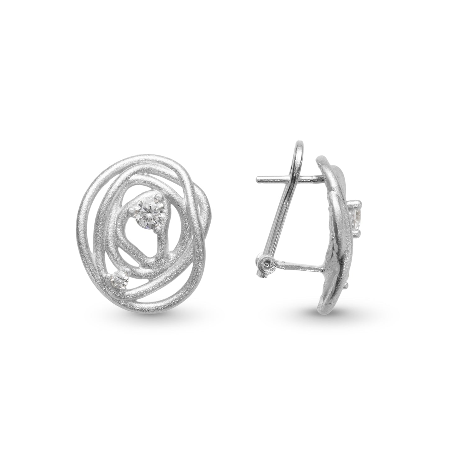 Σκουλαρίκια Terra από επιροδιωμένο ασήμι 925° με ζιργκόν Εικόνα 2