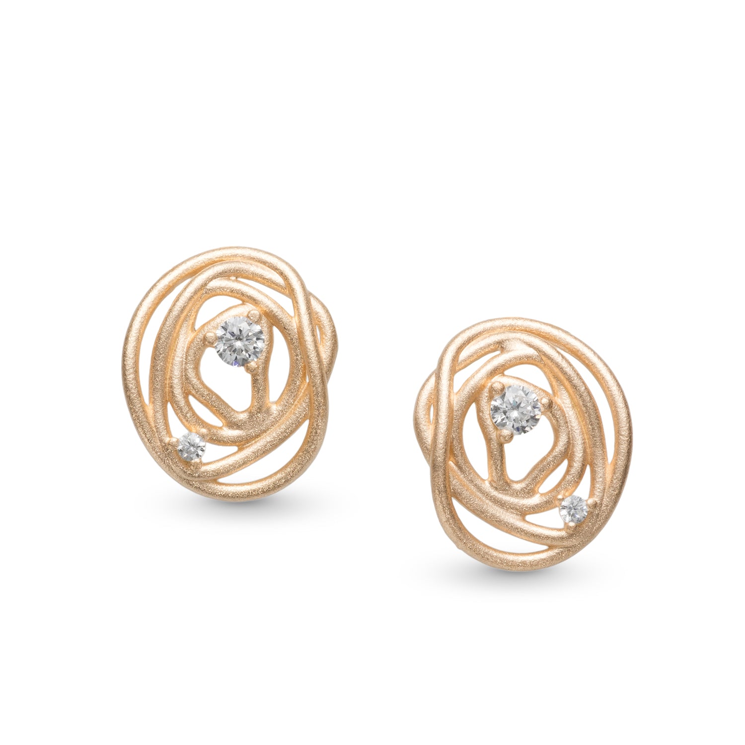 Σκουλαρίκια Terra από επιχρυσωμένο ασήμι 925° με ζιργκόν Εικόνα 1