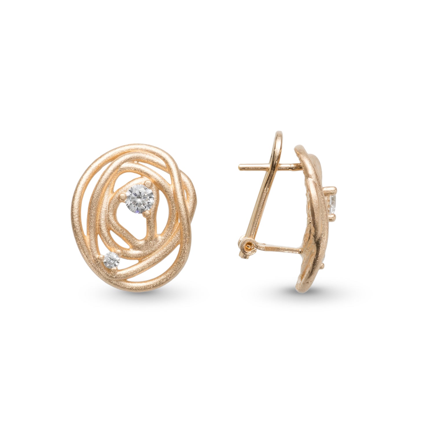 Σκουλαρίκια Terra από επιχρυσωμένο ασήμι 925° με ζιργκόν Εικόνα 2
