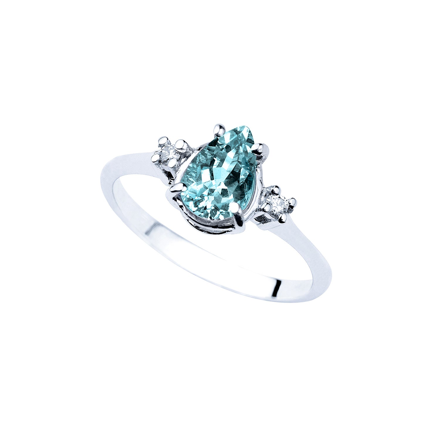 Δαχτυλίδι Gems από λευκό χρυσό 18K με ακουαμαρίνα και διαμάντια μπριγιάν Εικόνα 1