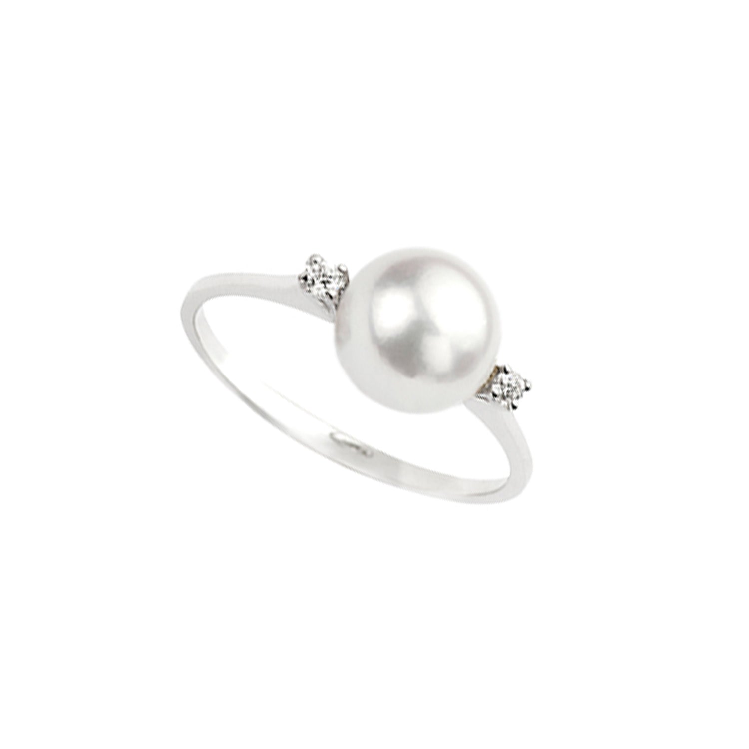 Δαχτυλίδι Pearls από λευκό χρυσό 18K με freshwater Akoya pearl και διαμάντια μπριγιάν Εικόνα 1