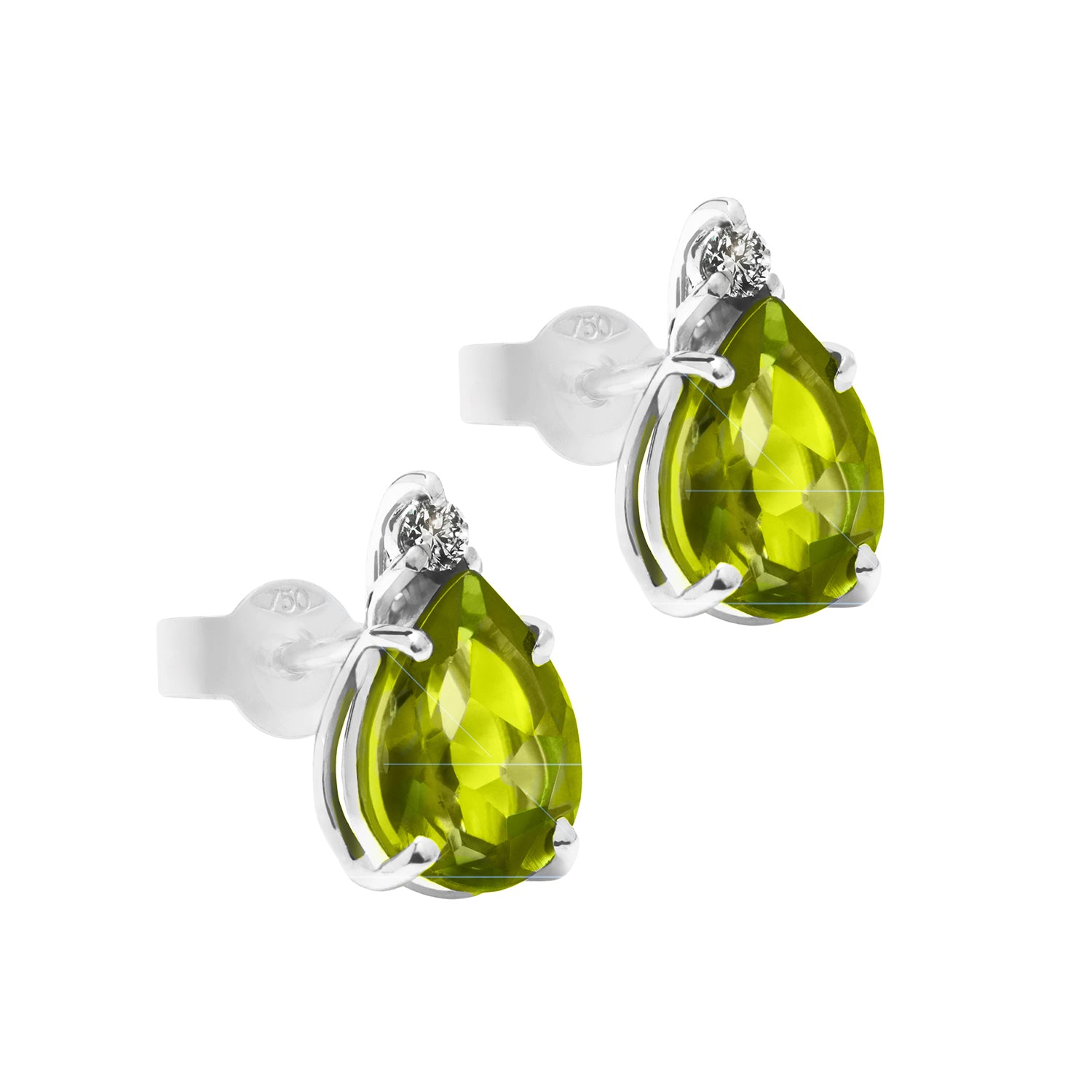 Σκουλαρίκια Gems από λευκό χρυσό 18K με περίδοτο και διαμάντια μπριγιάν Εικόνα 1