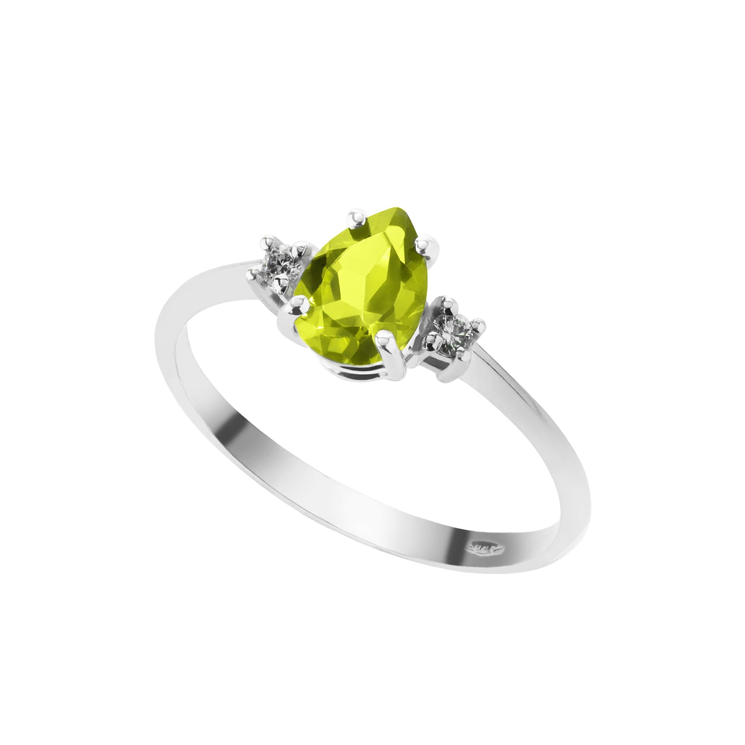 Δαχτυλίδι Gems από λευκό χρυσό 18K με περίδοτο και διαμάντια μπριγιάν Εικόνα 1