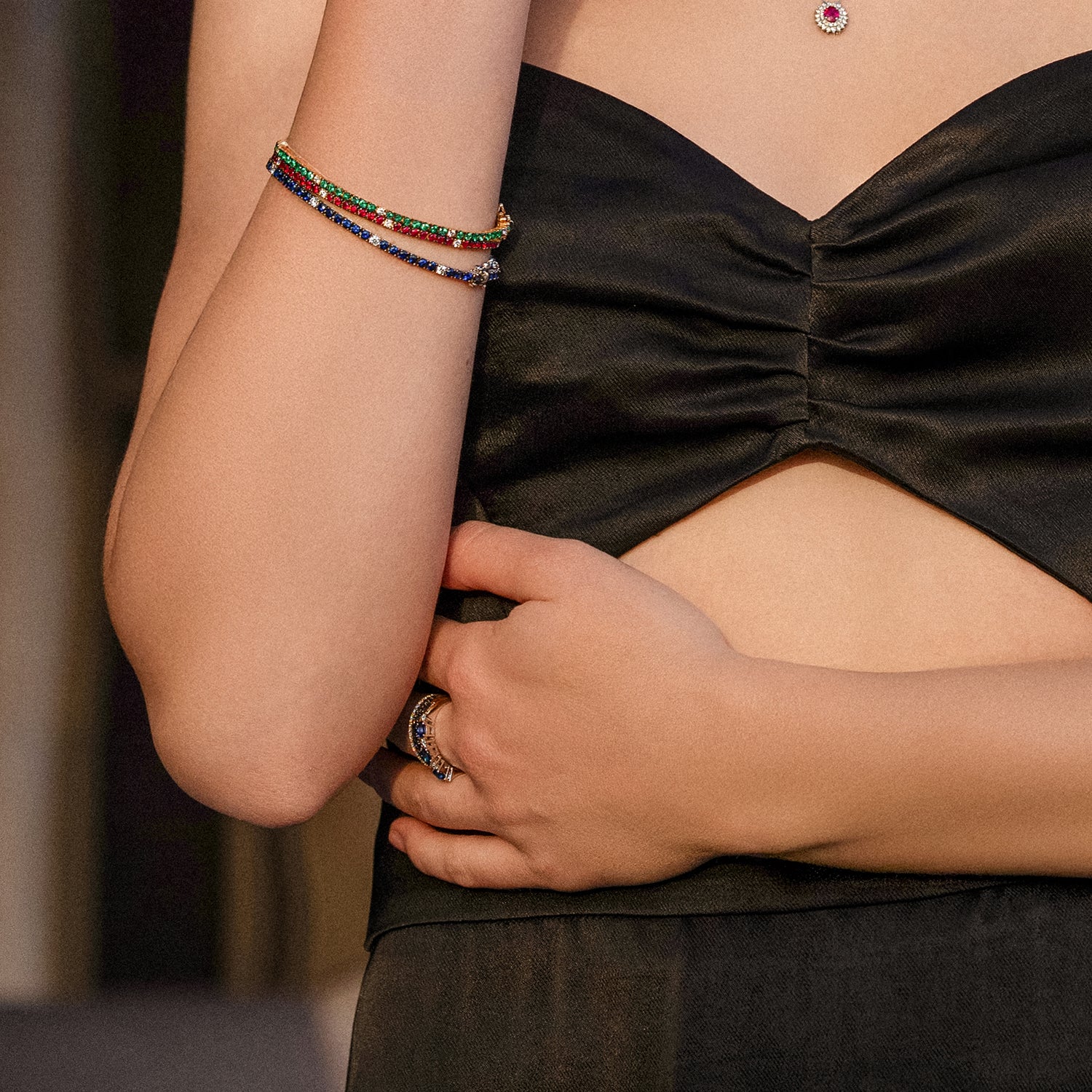 Βραχιόλι Gems από λευκό χρυσό 18Κ με μπλε ζαφείρια και διαμάντια μπριγιάν. Εικόνα 2