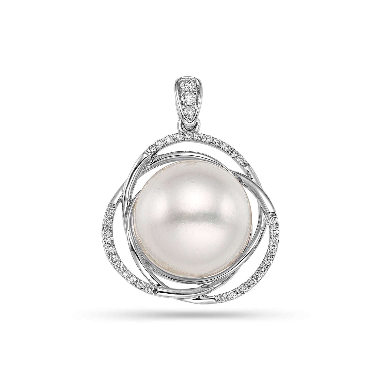 Μενταγιόν Pearls από λευκό χρυσό 18K με south sea pearl και διαμάντια Εικόνα 1