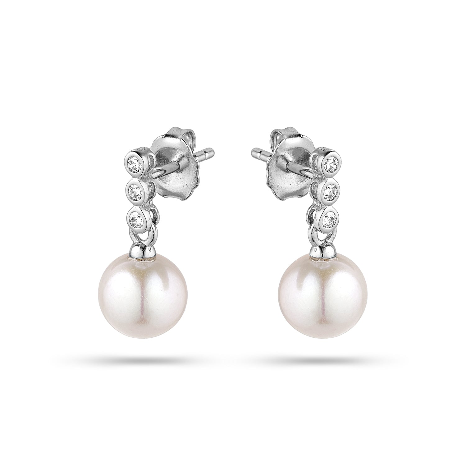 Σκουλαρίκια Pearls από ασήμι 925° με freshwater pearls και ζιργκόν Εικόνα 1