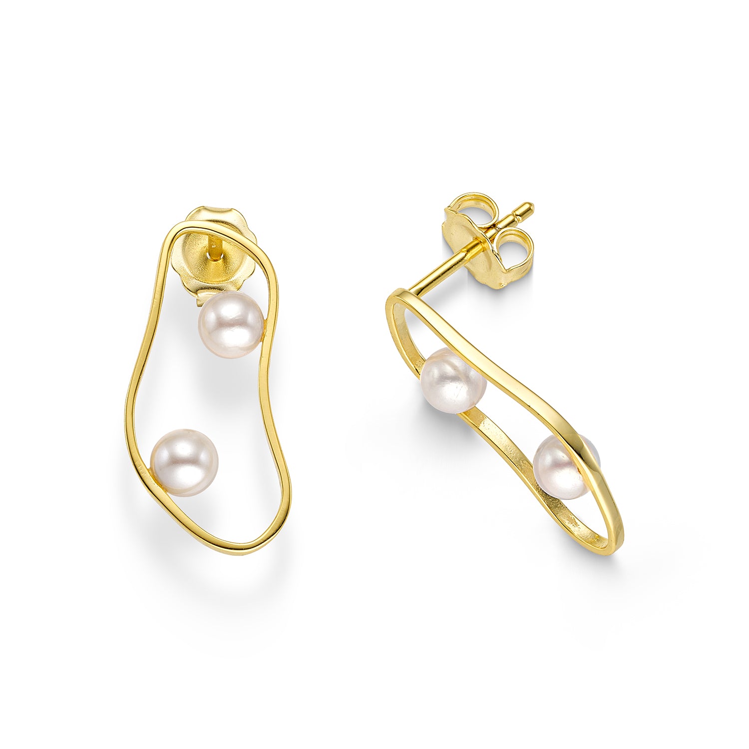 Σκουλαρίκια Pearls από επιχρυσωμένο ασήμι 925° με freshwater pearls Εικόνα 1